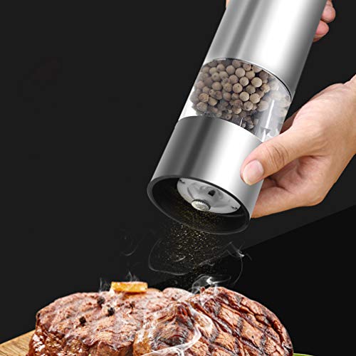 Yardwe 2Pcs Saleiro Em Aço Inoxidável Moedor de Pimenta Elétrico Moinhos de Sal Do Mar Bateria Opera