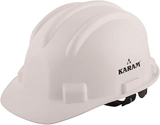 KARAM PN521 Safety Helmet for Men Construction Helmet | Ratchet Type Adjustment with Adjustable Chin Strap | Work Helmet with Side Slot for Attachment | is:2925:1984 Certified | White