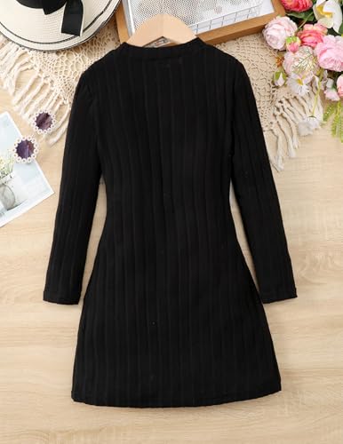 Yvowming Girl Long Sleeve Basic Dress Mock Neck Bodycon Knit Fitted Pencil Midi Dresses3