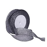 Black Silver Glitter Ribbon 1 Inch x 25 Yards, Sparkly Metallic Fabric Ribbons, Sparkly Black Ribbon for Gift Wrapping, DIY Crafts, Floral Bouquets, Birthday, Wedding Party and Home Decorations