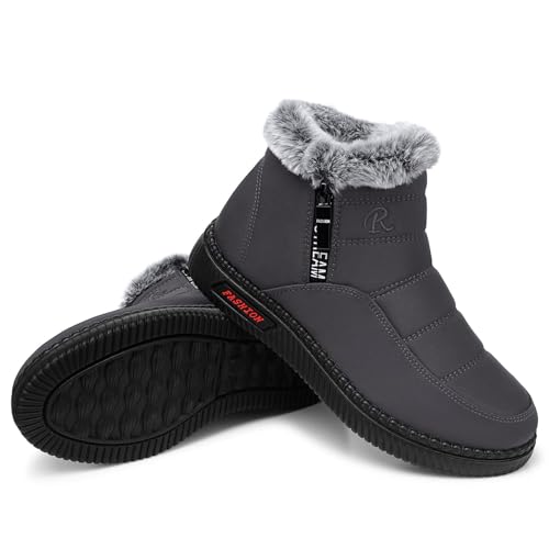 TEMOFON Winter Snow Boots for Women: Womens Warm Waterproof Ankle Booties Fur Lined Comfortable Walking Outdoor Shoes Size 8