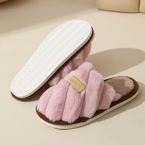 Womens Fluffy Slippers Non-Slip Warm Fuzzy House Slipper Cozy Memory Foam Indoor Outdoor Comfortable Shoes Slip On Home Slippers for Women Winter Non-Slip Bedroom Plush Slides Shoes4