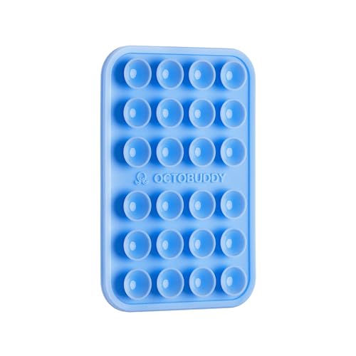 Image of OCTOBUDDY Classic - Silicone Suction Phone Silicone Case Adhesive Mount - Hands-Free, Strong Grip Holder for Selfies & Videos - iPhone & Android Compatible - 2.25? x 3.25?, Baby Blue Jay