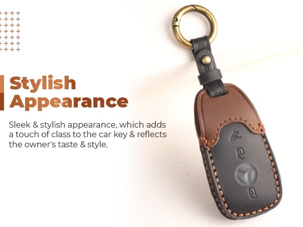 Image of keyzone dual leather key cover for Mercedes-Benz E-Class S-Class A-Class C-Class G-Class 2020 Onwards 4 button smart key