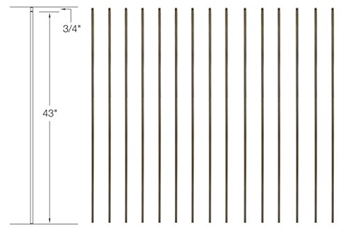 T01 - Iron Balusters - Standard Plain - Hollow - 44 In X 1/2 In Square - Box Of 15 (Pewter Gray) #TOP2