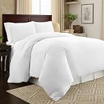 100% Egyptian Cotton Duvet Cover Set – 400 Thread Count Easy Care Bedding with Pillowcases – King, Super King, Double, Single – Plain Dyed, Soft & Durable (White, Double)