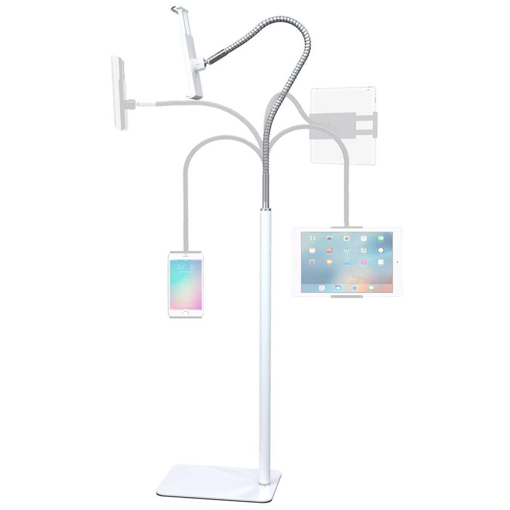 Tablet Floor Stand Gooseneck Tablet Holder Compatible with iPad GalaxyTab Kindle All Cell Phones 5''~12.9''