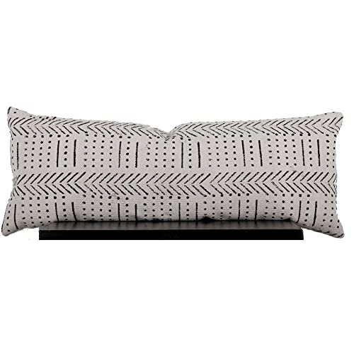 Trade Star Handloomed Thick Rug Mudcloth Pillowcase Tribal Lumbar Pillow Cover Decorative 100% Cotton Rectangle Farmhouse Throw Cushion Cover For Home Decor (14X36 Inches, Ivory (Snow)) #TOP16