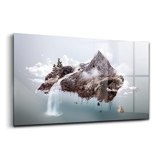 Peinture sur verre moderne 120x60cm - Wallart image verre coloré terre cascade