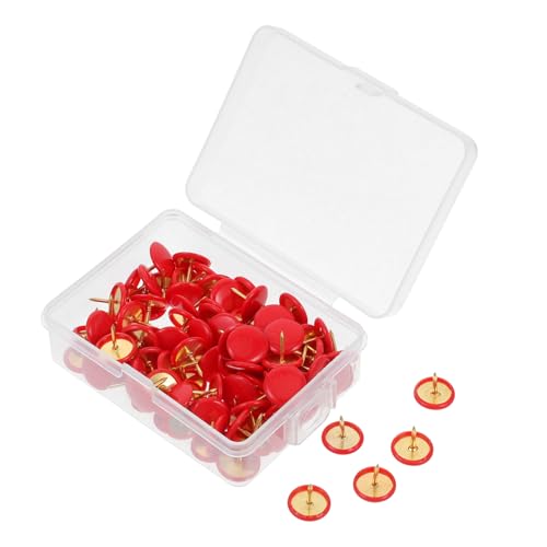 Lurrose 100 Piezas Tachuela chinchetas largas Largo Color conformado decoración boletín alfileres de Mapa Rojos Pins de Tablero de Corcho Lindas chinchetas para Tablero de Corcho Planchar