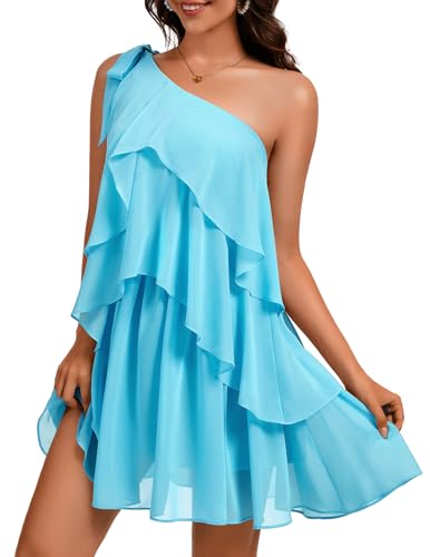 Image of DRESSTELLS Women's Cocktail Party Dress for Wedding Guest, Summer Beach Vacation Aline Tiered Short Dresses