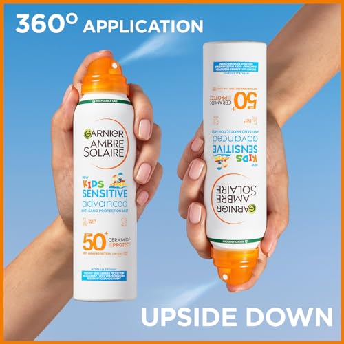 Garnier Ambre Solaire SPF 50+ Kids Anti-Sand Mist, Children's Sun Protection Spray, Non-Greasy and Fast-Absorbing, Water- and Sand-Resistant, Hypoallergenic, Sensitive Advanced, 150 ml - Image 8