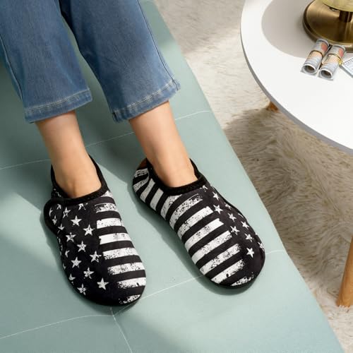 Image of Ibeauti Women Mens House Slippers Lightweight Comfy Barefoot Slipper Socks Rubber Sole House Shoes for Indoor /Outdoor Bedroom Travel