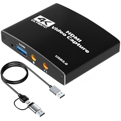 4K HDMI Capture Card for Streaming USB 3.0 Audio Video Capture Card Full HD 1080P 60FPS, Game Recorder for Gaming/Live Streaming/Video Conference Cover