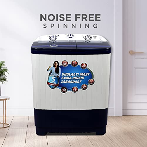 Image of Intex 7 KG Semi Automatic Top Loading Washing Machine (Transparent Lid, Navy Blue and White, SA70NBPT)