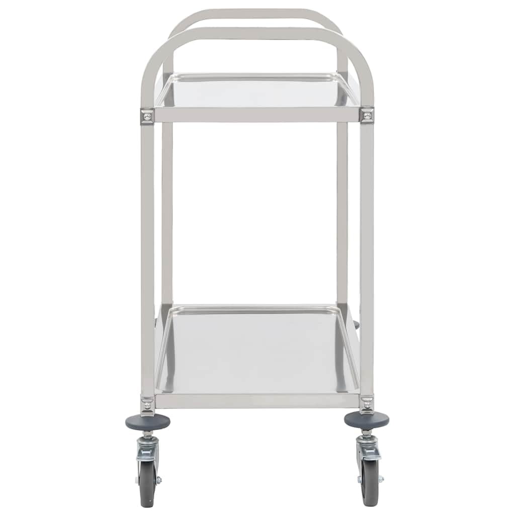 2-stopniowy wózek do serwowania ze stali nierdzewnej, 96,5 x 55 x 90 cm, z 4 kółkami, 2 hamulcami, duża półka do kuchni, jadalni, gospodarstwa domowego, idealny do serwowania