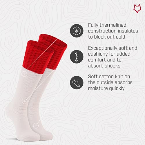 Foxriver Wick Dry Northwest Extra-Heavy Boot Sock, Thermalined Over-The Calf Socks With High Cushioning & Excellent Comfort - White - Medium #TOP2