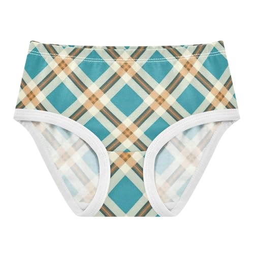 Girls' Organic Cotton Panties Briefs Underwear for Girls Geometric Plaid Pattern