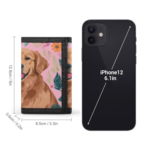 Fold Cute Golden Retriever Dog Pink Wallets for Travel Outdoor Accessories, Wallet with Front Pocket And Multiple Card Slots, Trifold Wallet for Women2