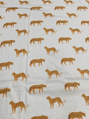 Image of Doraya Pure Cotton Dress Making Fabric Sanganeri Print Jaipuri Hand Block Printed Unstitched Dress Material for Women Blouse /Plazzo,Kurti /Lehenga Piece Womens 43 inch Inches Width (White 1, 2.5 Meter)