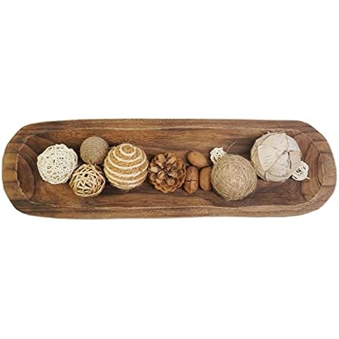 S-SNAIL-OO Wooden Dough Long Bowls Decor, Baguette Bowl Wooden Large Dough Bowl Centerpieces for Home, Rustic Wooden Decorative Bread Fruit Tray (20×6×2'') Cover
