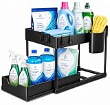 HYDROGELIX Organizador Bajo Fregadero Ajustable, Estantería Extensible para Cocina y Baño, Mueble Almacenamiento Multiusos, Estante Metálico Resistente, Fácil Montaje