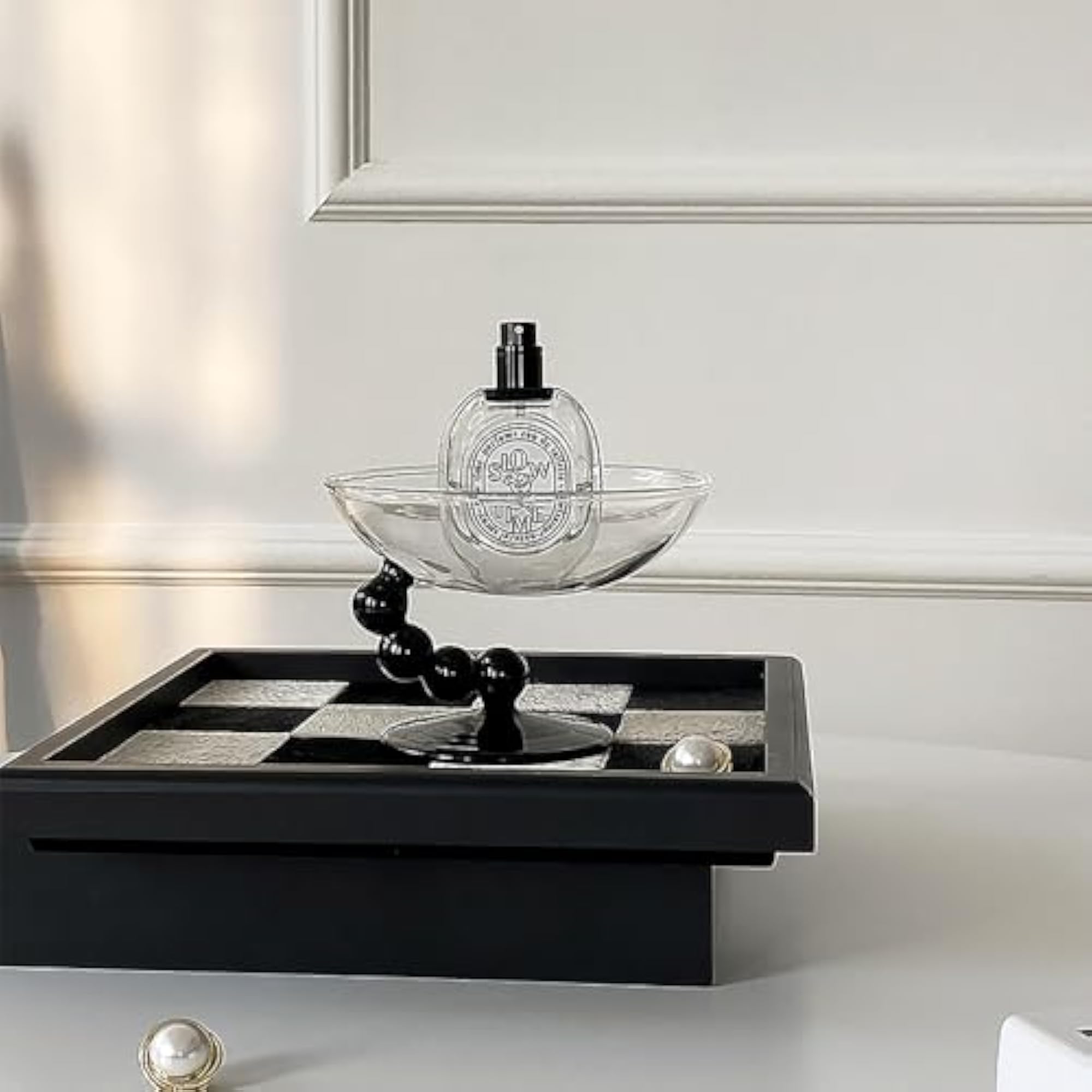 Stylish Accessory Tray for Storage, Black Antique Design