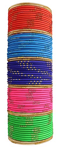 Image of NMII Non-Precious Metal with Base Metal Spreads with Zari Glossy Finished Premium Traditional Bridal Chuda Bangle set for Women and Girls