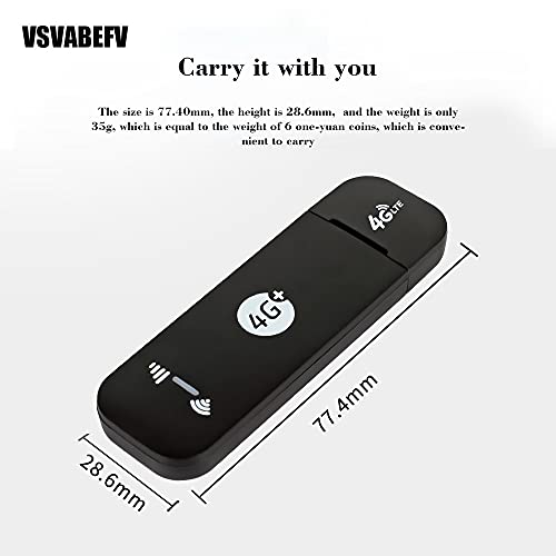 Vsvabefv 4G Lte Usb Modem Wifi Dongle Mini Portable Mobile Wifi Hotspot Router With Sim Card Slot And Tf Card Slot Work With B1/B2/B4/B5/B12/B17/B25/B28/B66 Us Version #TOP3