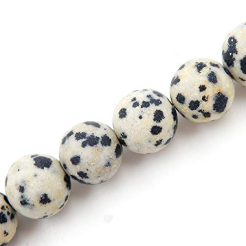 Matte Gemstone Beads for Jewelry Making, Sold per Bag 5 Strands Inside (Matte Dalmation, 10mm)
