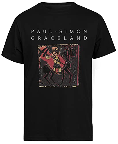 Photo de Jinbetee Paul Simon Graceland T-Shirt Noir À Manches Courtes pour Hommes