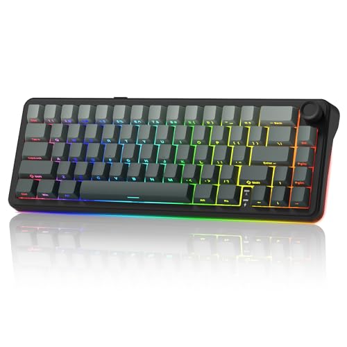 Image of womier L65 60% Mechanical Keyboard Wireless with Knob, Black Gaming Keyboard 4000mAh Battery, Tri Mode USB-C /BT5.0 /2.4G Gasket Mounted Key Board RGB Hot Swappable with Gradient keycaps-Linear Switch
