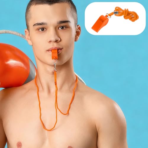 Aiyorse Orange Whistle, 2 Packs Whistle for Coaches, Loud Clear Crisp Referee Whistle, Plastic Coach Whistles with Lanyard, Whistle Emergency for Teacher Polices Officials Sport Training Lifeguard
