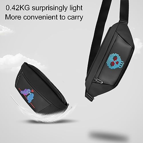 Pyhodi Gürteltasche mit LED-Anzeige, Programmierbarer Bildschirm, Anime-Rucksack, Wasserdicht, Bunte, Stromversorgung über USB, Unisex, über App-Steuerung, Animationsbildschirm,