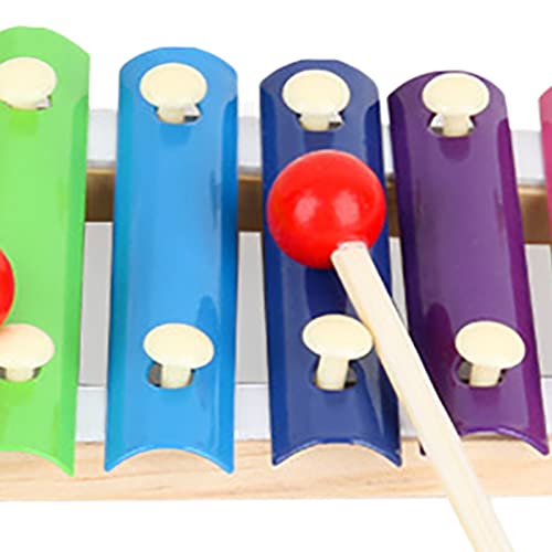 Brinquedo Xilofone de Madeira, Conjunto de Piano Infantil Com 8 Chaves para Bater à Mão, Brinquedo M