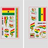 20 Sheets World Cup Temporary Tattoos,Waterproof Soccer Flag Transfer Stickers for Fans,International Sports Event Party Decorations & Team Spirit Supplies,Ghana