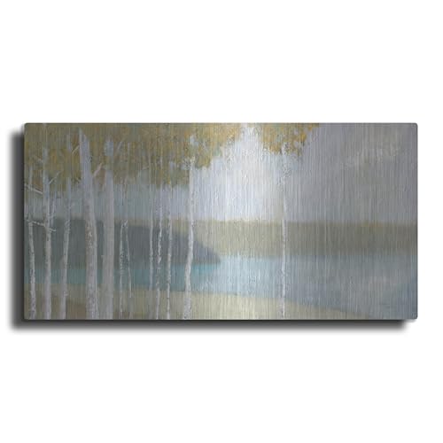 Luxe Metal Art 'Autumn Trees C' by Wellington Studio Metal Wall Art, 24" x 12"
