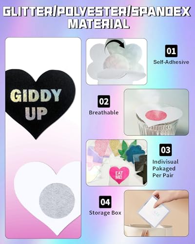 Image of CICKEE Nipple Pasties Black 9 Pairs Rave Pack Nipple Covers Stickers for Rave, Music Festivals, Beach or Daily Wear