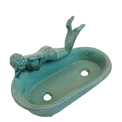 Bfrth Sculptures Decor Cast Iron Mermaid Soap Box Home Bathroom Balcony Soap Box Ornaments #TOP24