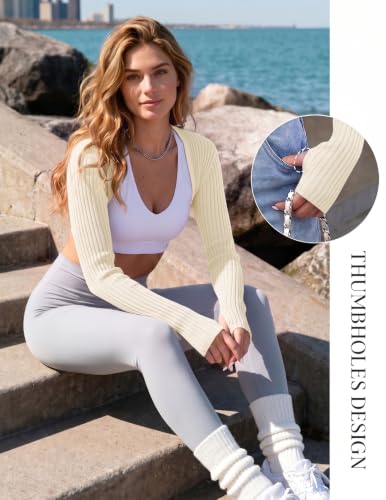 Image of Women's Cropped Cardigan for Dress Fitted Bolero Shrug Long Sleeve Sweater