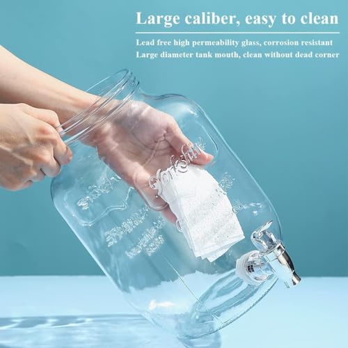 Image of 5 litres Mason Glass Beverage Dispenser with Metal Stand | Airtight Lid, Wide Mouth, Leak-Proof Spigot | Perfect for Detox Water, Infusions, Parties & Events