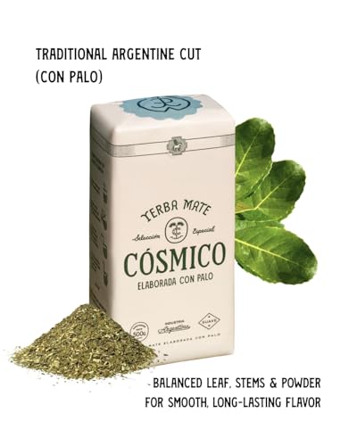 Image of Yerba Mate COSMICO, 2.2 lb, 1 KILO (pack of 2), Premium Loose Leaf Argentine Tea, Gluten-Free, Large Leaf Low Dust Brew, Clean Energy