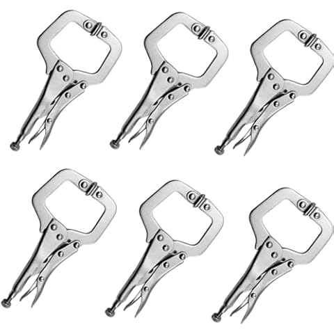6 Inch C Clamp Locking, 6Pcs Heavy Duty Welding Clamps Pliers Set Vise Grip Clamps with Swivel Pad for Electrician Maintenance, Wood Working, Welding and Craftsmen Home Workshop Cover
