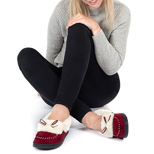 Rockdove Women's Trapper Moc Memory Foam Slipper, Size 9.5-10.5 Us Women, Burgundy Red #TOP1