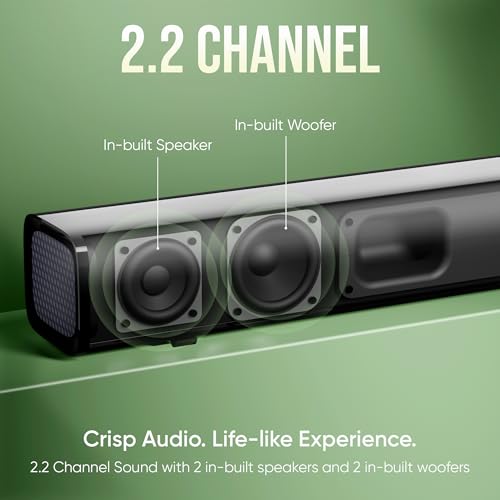Mivi Fort Q80 Soundbar with 80W Surround Sound, 2.2 Channel soundbar with 2 in-Built subwoofers, Multiple EQ and Input Modes, Remote Accessibility, Bluetooth v5.1, Made in India Sound bar for TV 2 41RMQHHWu6L
