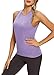 Mippo Open Back Workout Tops Yoga Shirts Athletic Shirts Tennis Muscle Tank Workout Tank Tops for Women Loose Fit Purple M