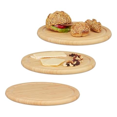 Relaxdays Bamboo Breakfast and Chopping Boards Set Cover