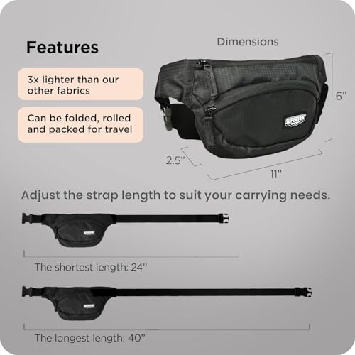 Supervek Mini Lightweight Water-Resistant Fanny Pack For Women & Men -Black - image 7