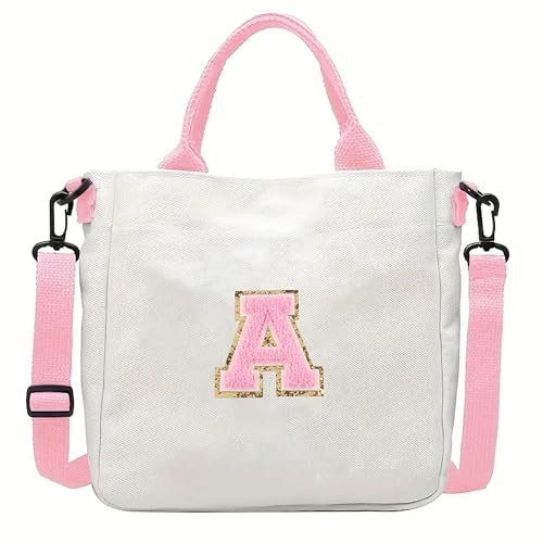 Crossbody Bag for Girls Initial Canvas Travel Messenger Bag Letter Birthday Present Teen Girls Holiday Present