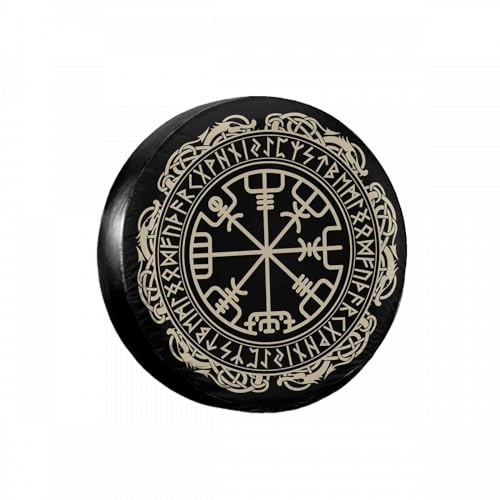 IBILIU Celtic Viking Spare Tire Cover,Magical Compass Circle Tire Cover Wheel Protectors Weatherproof Universal Fit for Cars Trailer RV SUV Camper Truck - 15 Inch